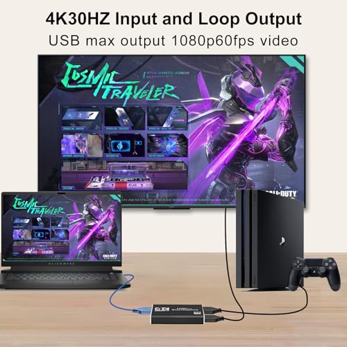 Generic 4K capture card connected to laptop