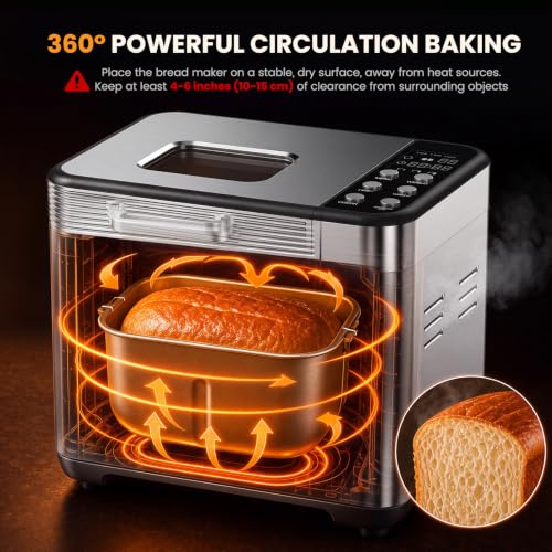 Bread maker showing non-stick ceramic pan