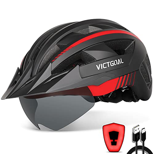 VICTGOAL Bike Helmet Black Red side view