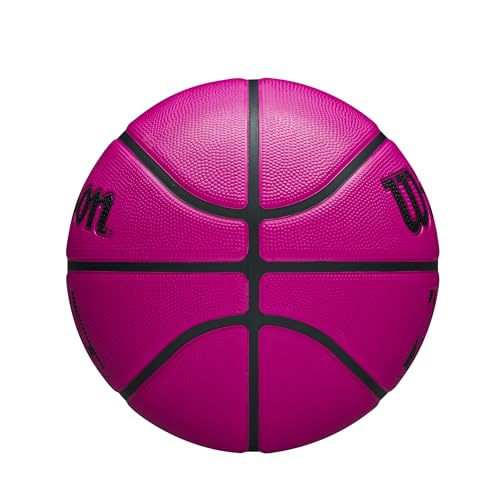 Side view of pink size 5 WILSON NBA DRV basketball