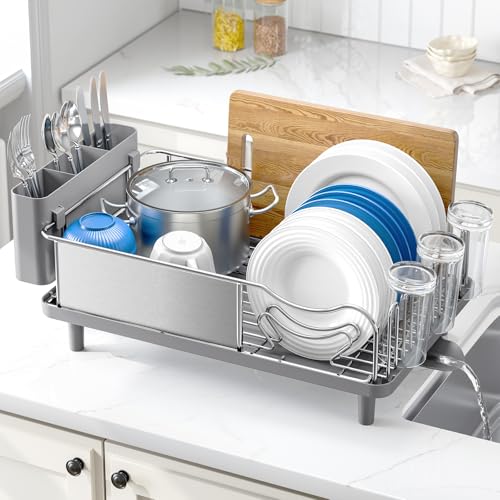 Urackify stainless steel dish drying rack front view