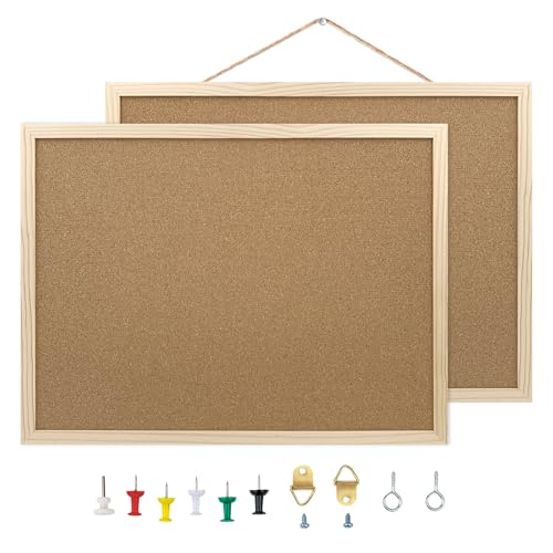 Two BGJRBY 15.7x11.81 inch cork boards with oak frames