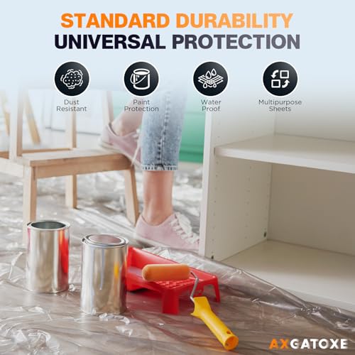 Transparent plastic drop cloth sheet unfolded