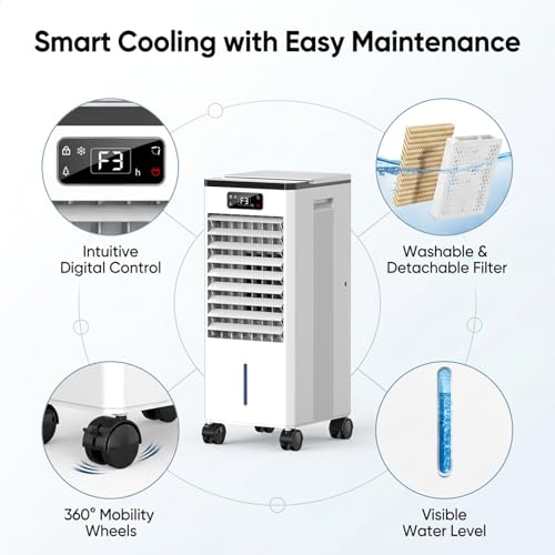 Portable air cooler with 360-degree casters