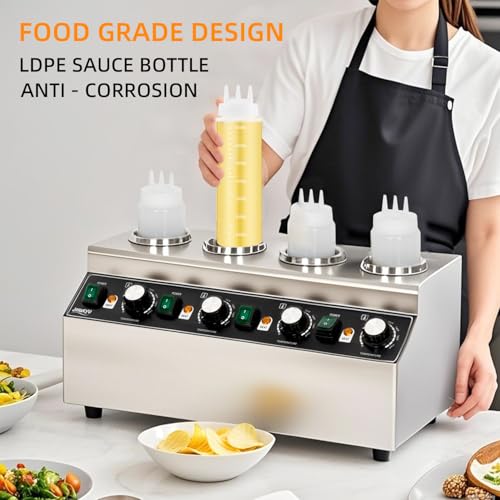 JOHAKYU sauce warmer with four squeeze bottles
