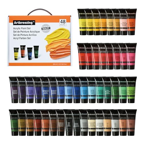 Artbreezing 48 Colors Professional Acrylic Paint Set box