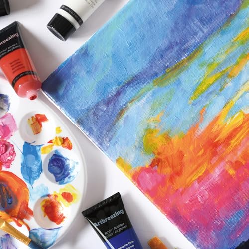 Professional acrylic paint tubes in storage tray
