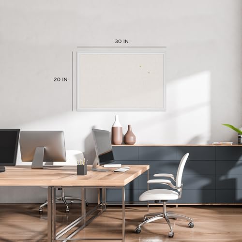 White wood frame detail on U Brands bulletin board