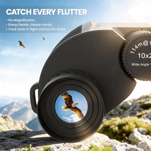 Aurosports 10x25 black binoculars side profile