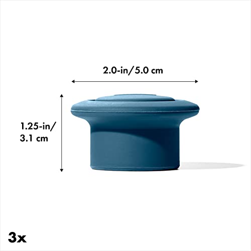 Three silicone wine stoppers side by side