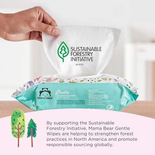 Back label of Mama Bear sensitive skin baby wipes