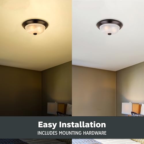 Interior view of 2-light flush mount fixture