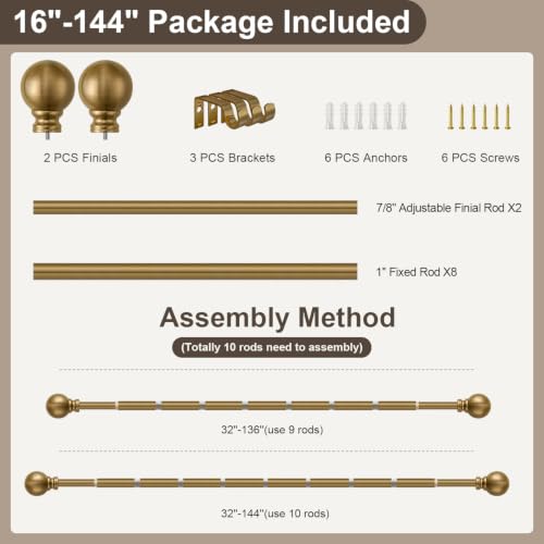 Full length view of gold rod