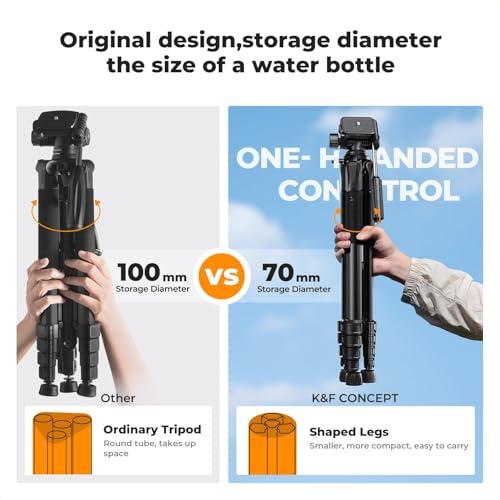 Folded K&F CONCEPT KF09.126 tripod travel size