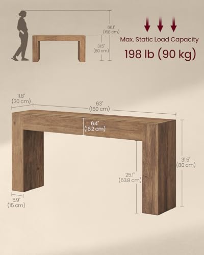 VASAGLE console table behind a living room sofa