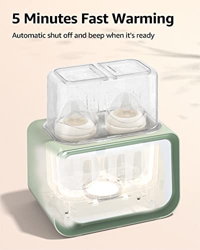 Green Grownsy milk warmer with two bottles