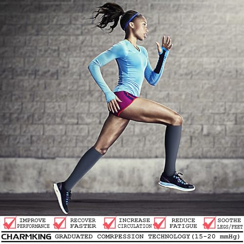 Close up of CHARMKING knee-high compression sock fabric