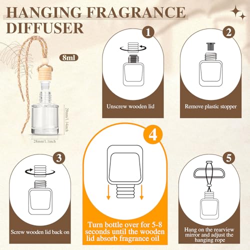 Glass bottle car air freshener with wooden lid