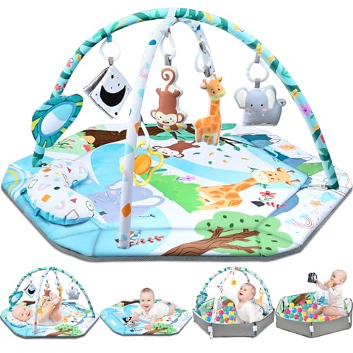 Jyusmile 8-in-1 Baby Gym Play Mat forest theme