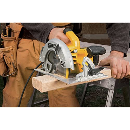 Yellow corded circular saw front view