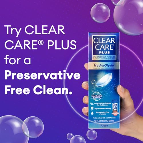 Close up of Clear Care Plus branding