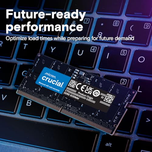Black Crucial 32GB DDR5 memory packaging view
