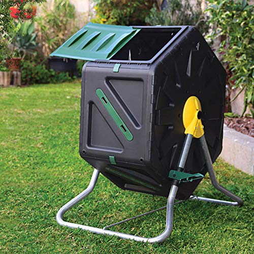 Single chamber compost tumbler with sliding door