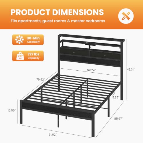 Headboard storage and charging station view