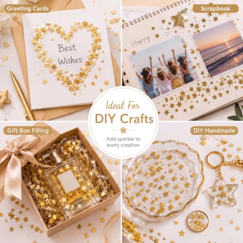 Gold star confetti scattered on table