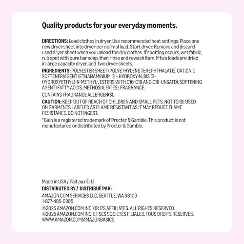 Basics dryer sheets fresh fragrance label