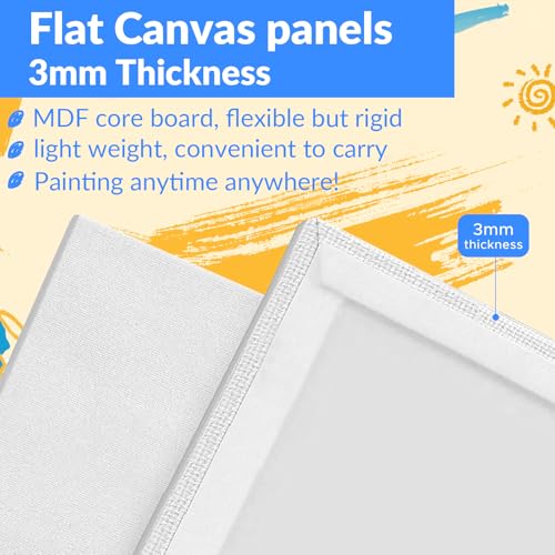 Stack of 48 blank canvas panels for painting