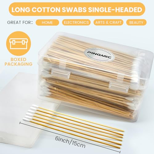 Close up of PINGMIC cotton swab with wooden stick