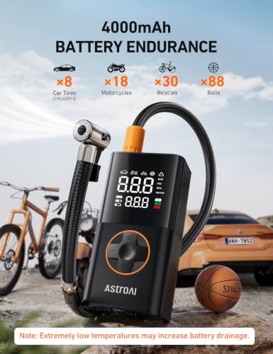 Inflating a bicycle tire with AstroAI L7