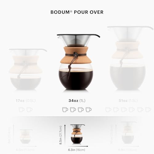 Full Bodum coffee brewing set with glass carafe