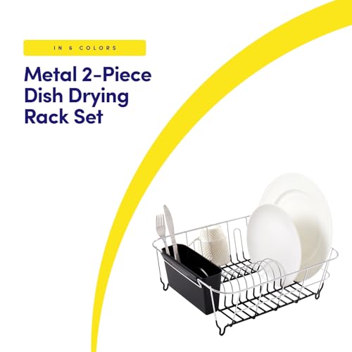 Black wire dish drainer with utensil holder
