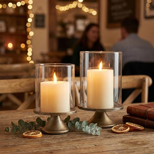 Large hurricane candle holder centerpiece