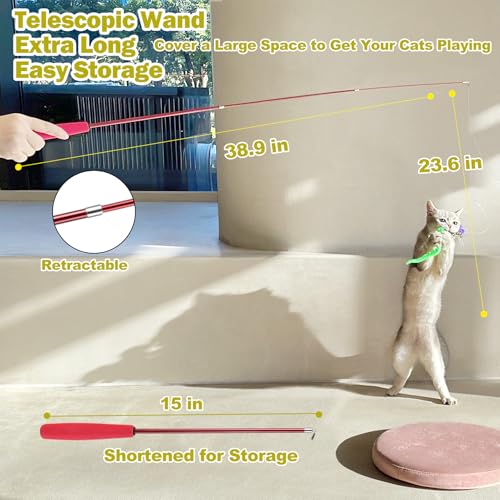 Telescopic cat fishing pole in use