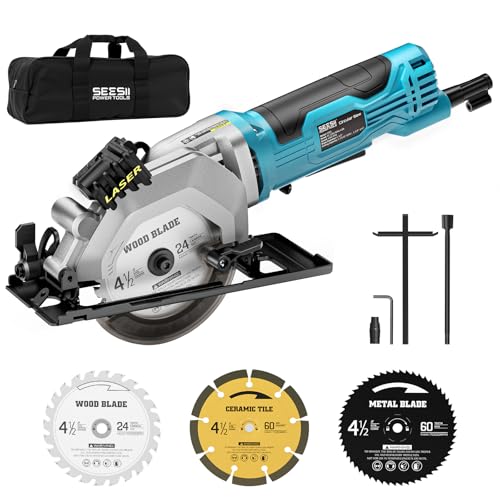 Seesii 4-1/2 inch blue circular saw profile view