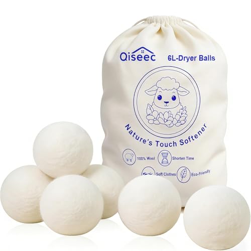 Qiseec Wool Dryer Balls 6-Pack Large