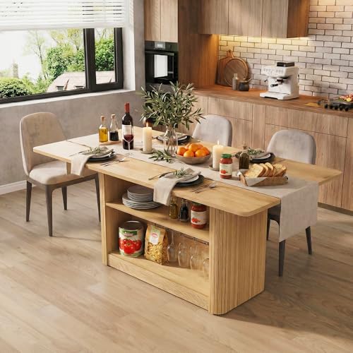 Dining table side profile with striped base