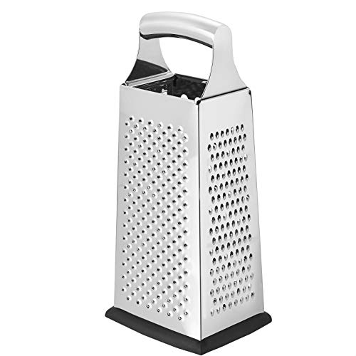 Close up view of stainless steel grater surfaces