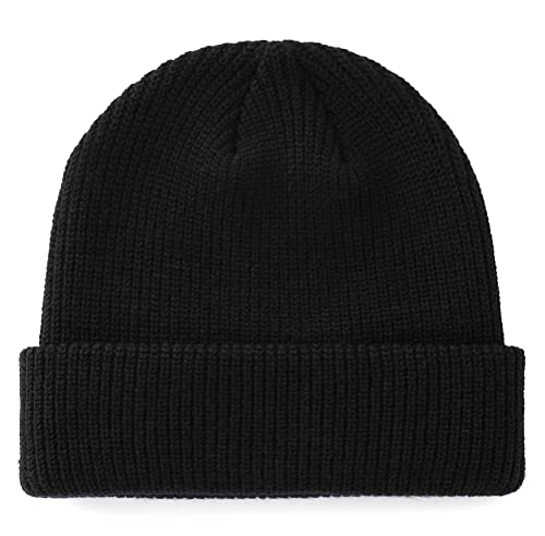 Connectyle Classic Men's Warm Winter Beanie black folded view