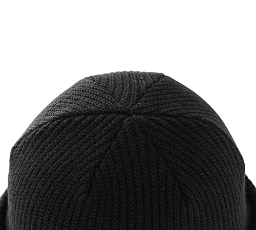 Rear view of Connectyle classic black knit beanie