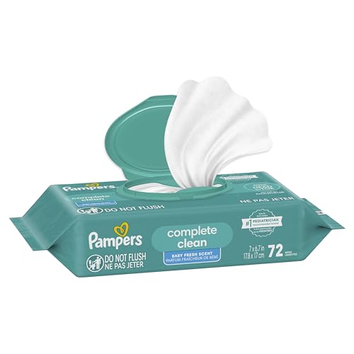 Pampers brand logo on baby wipes pack