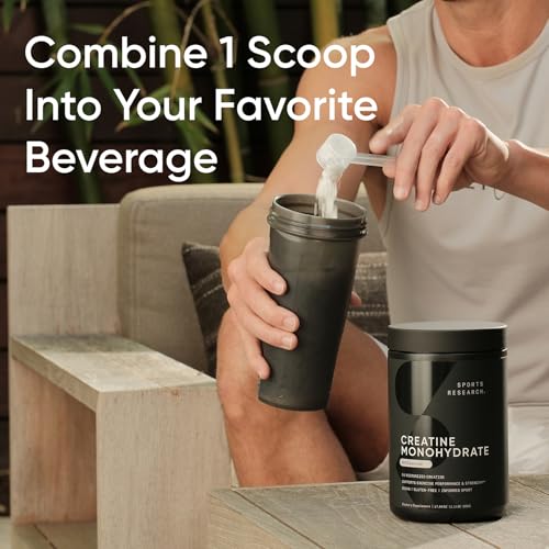 Sports Research Creatine Monohydrate Powder scoop and texture