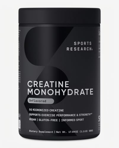Sports Research Creatine Monohydrate Powder packaging overview