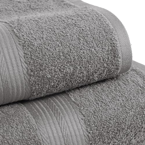 Two gray washcloths in 6-piece set