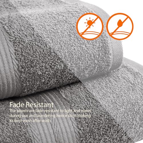 Close up of pique border on gray towel