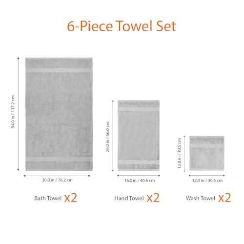 Stack of 6-piece gray cotton towels