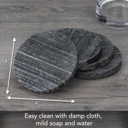 Thirstystone coasters protecting a wooden table